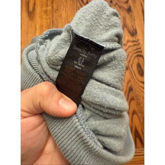 Sweaty Betty Blue Melody Luxe Fleece Funnel Neck Pullover Sweatshirt Size 6 - Picture 4 of 4